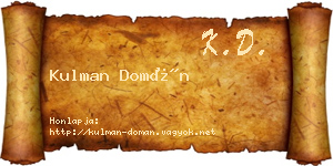 Kulman Domán névjegykártya